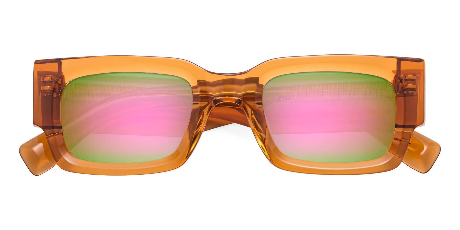 Folded Front of Kirn in Maple Syrup with Pink Mirrored Lenses