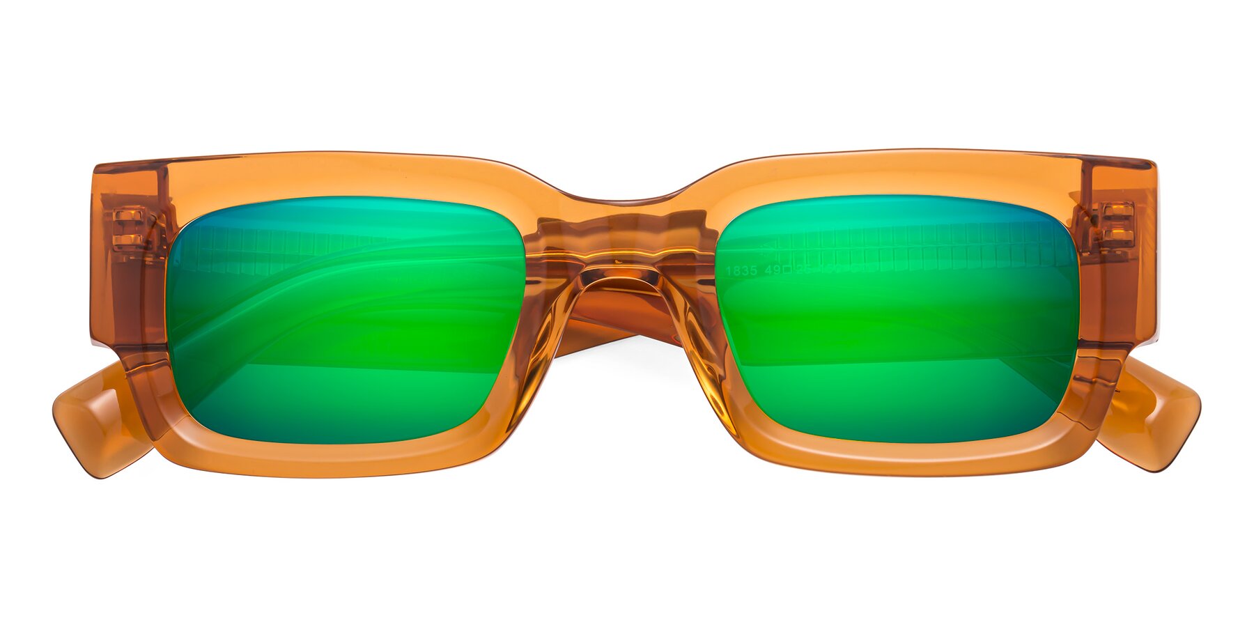 Folded Front of Kirn in Maple Syrup with Green Mirrored Lenses