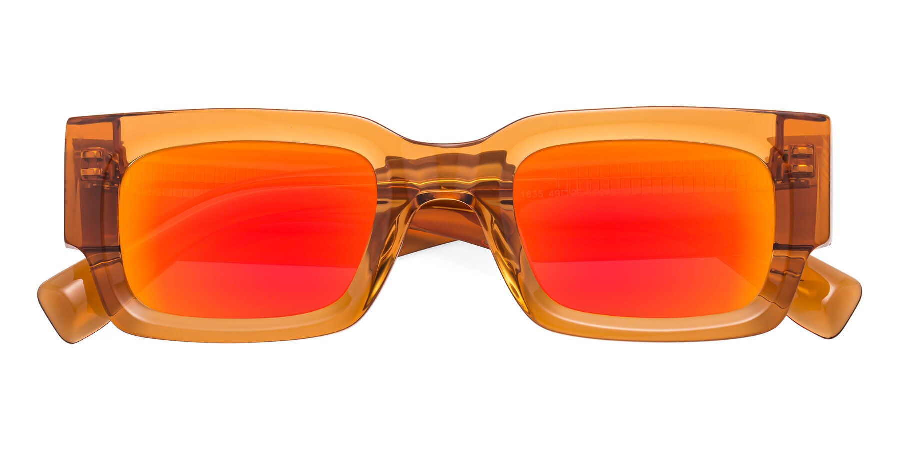 Folded Front of Kirn in Maple Syrup with Red Gold Mirrored Lenses