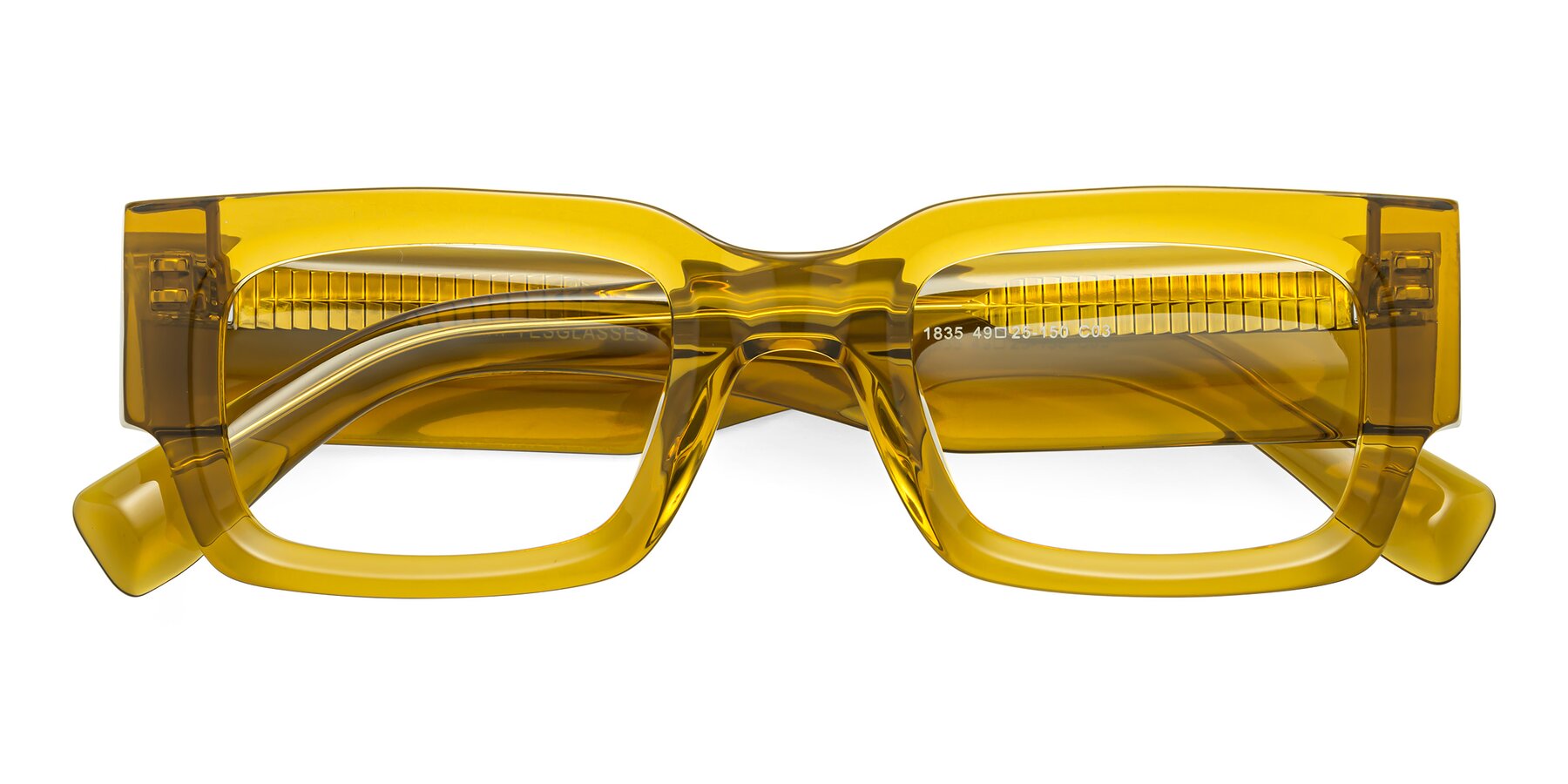 Folded Front of Kirn in Honey with Clear Eyeglass Lenses