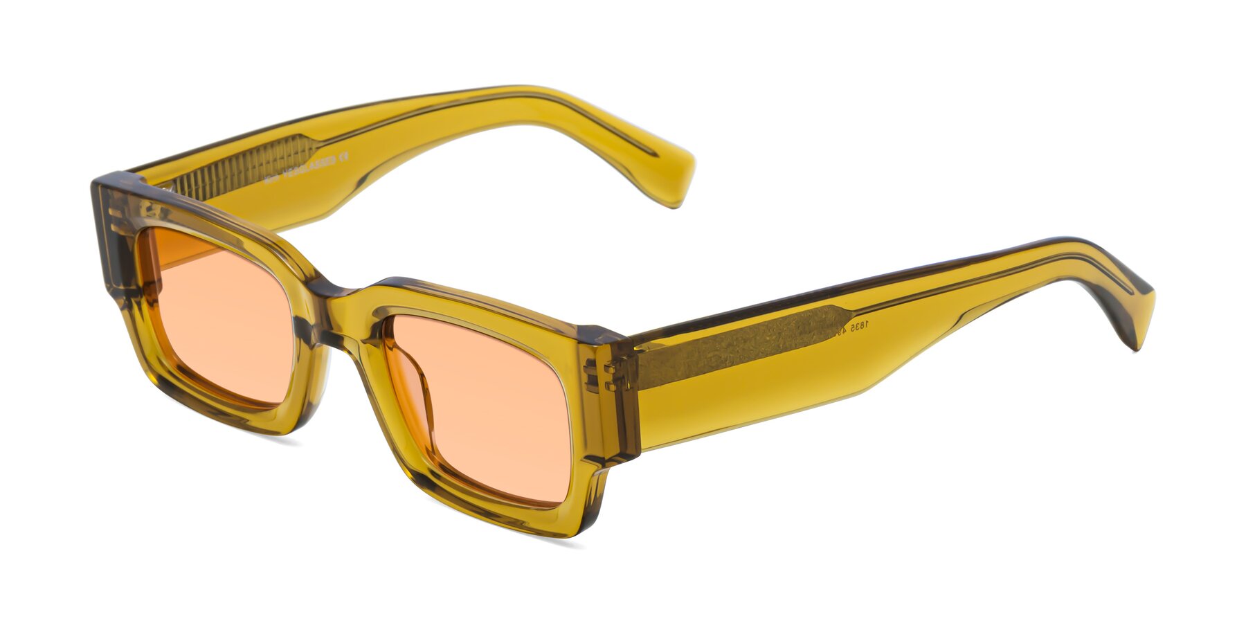 Angle of Kirn in Honey with Light Orange Tinted Lenses