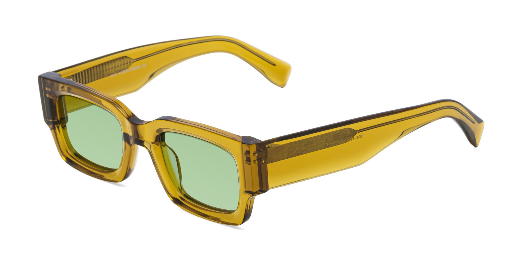 Angle of Kirn in Honey with Medium Green Tinted Lenses