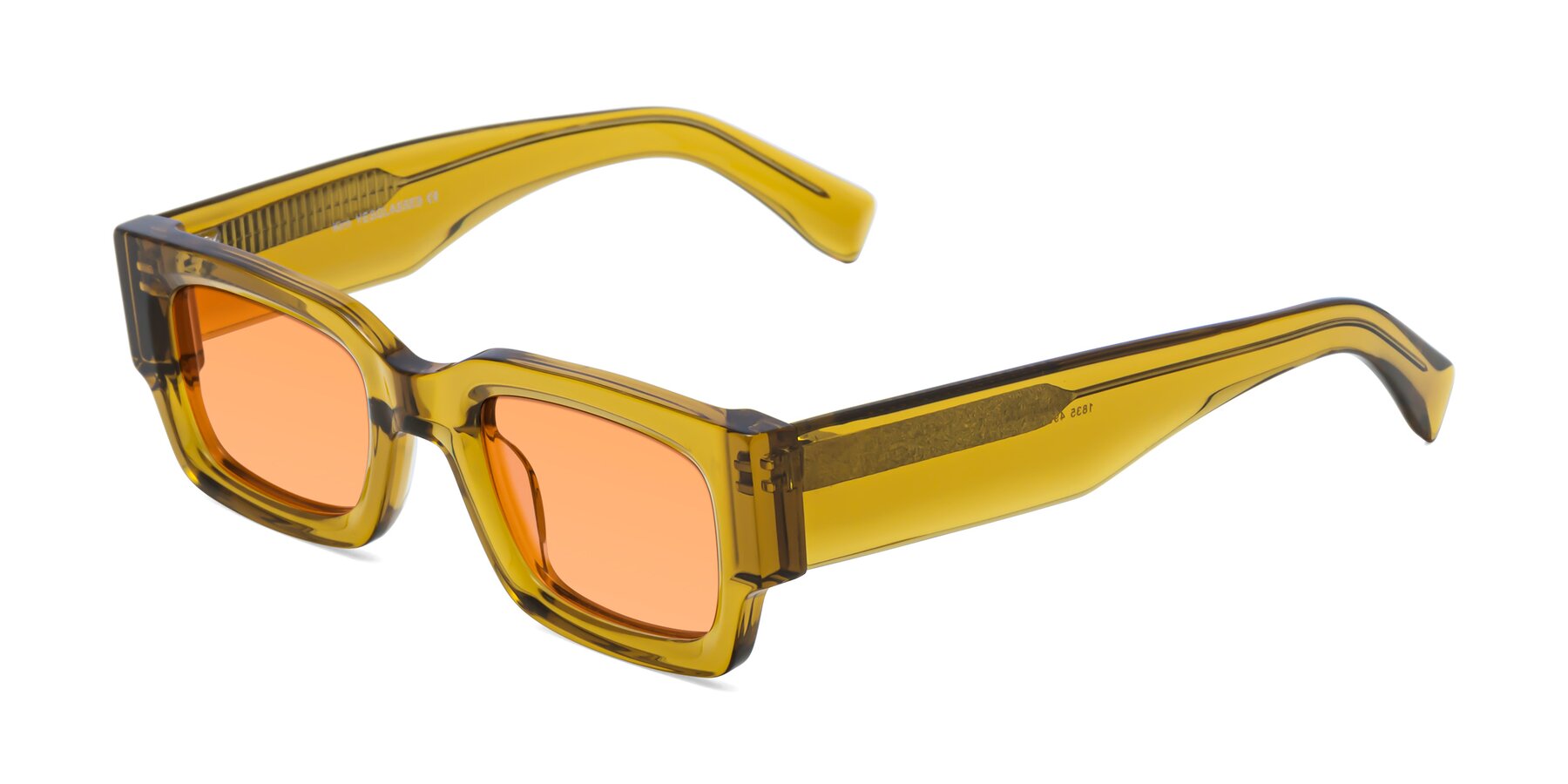 Angle of Kirn in Honey with Medium Orange Tinted Lenses