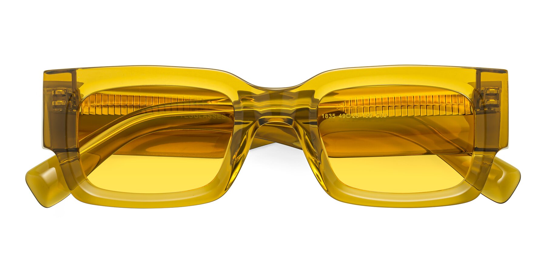 Folded Front of Kirn in Honey with Yellow Tinted Lenses