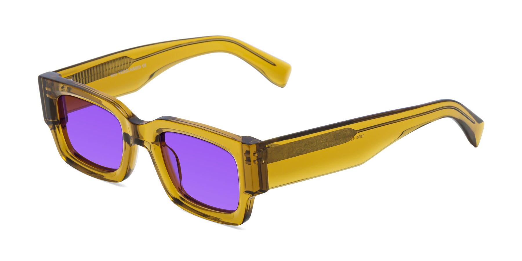 Angle of Kirn in Honey with Purple Tinted Lenses