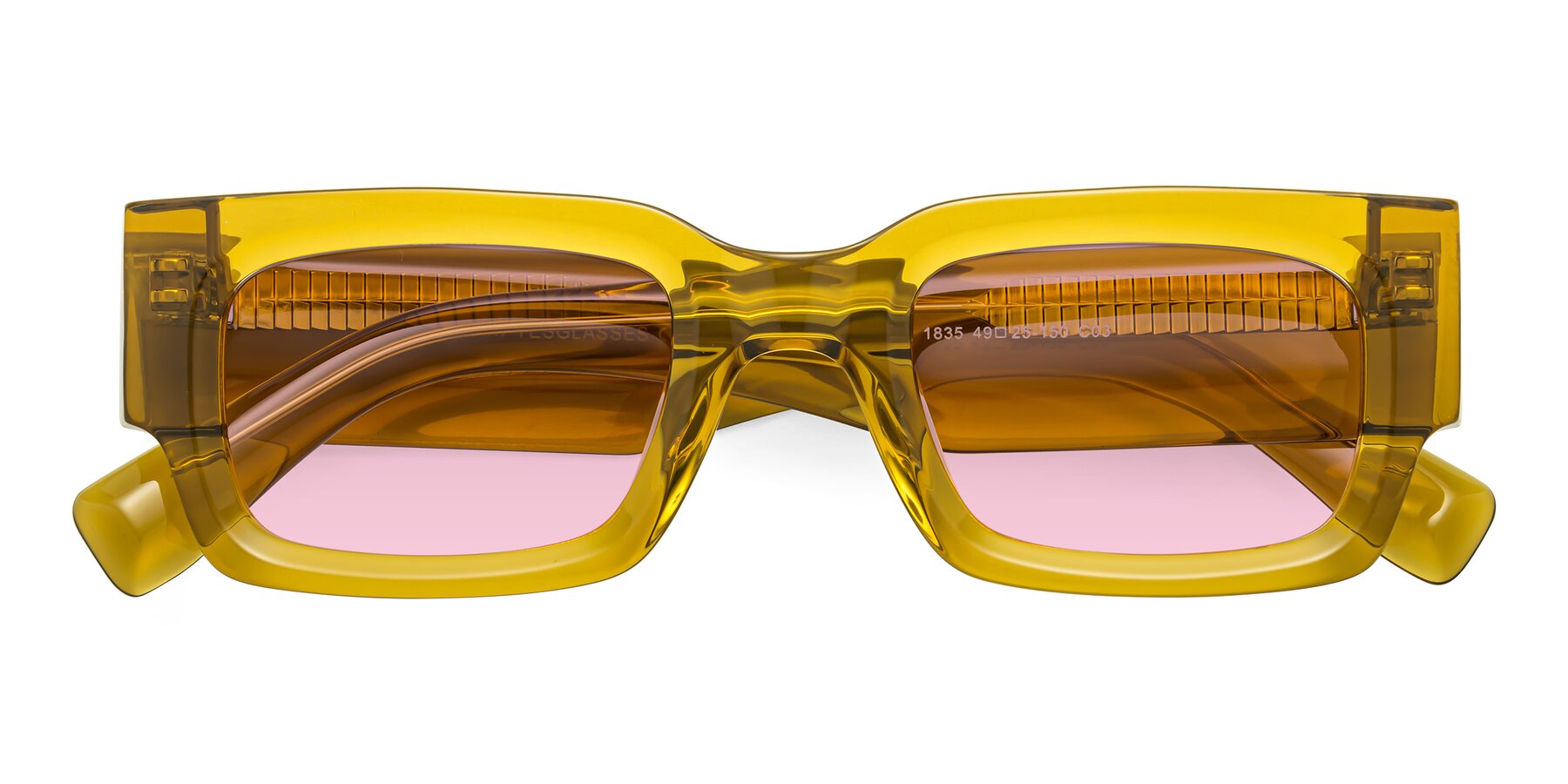 Folded Front of Kirn in Honey with Light Wine Tinted Lenses