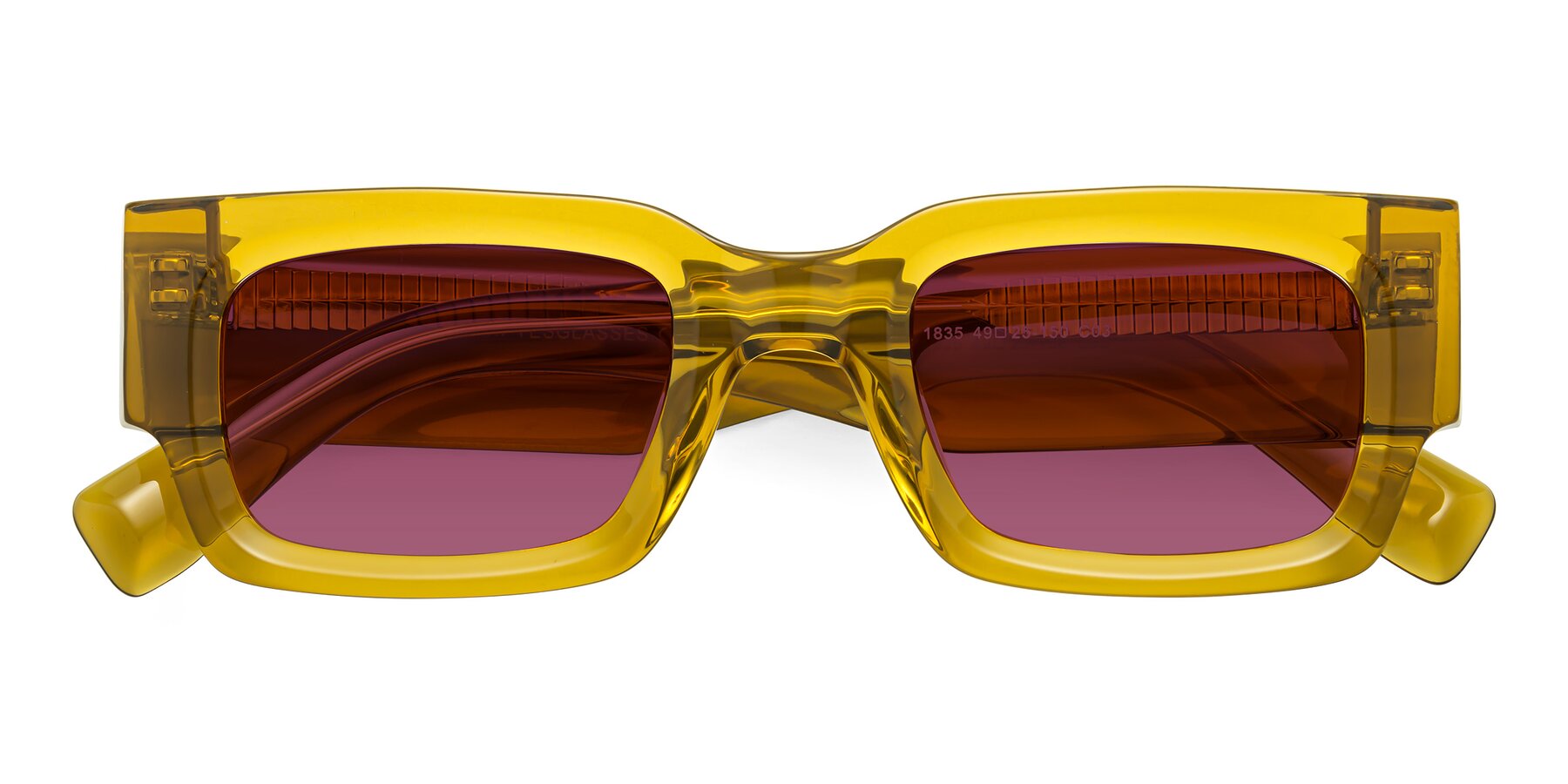 Folded Front of Kirn in Honey with Wine Tinted Lenses