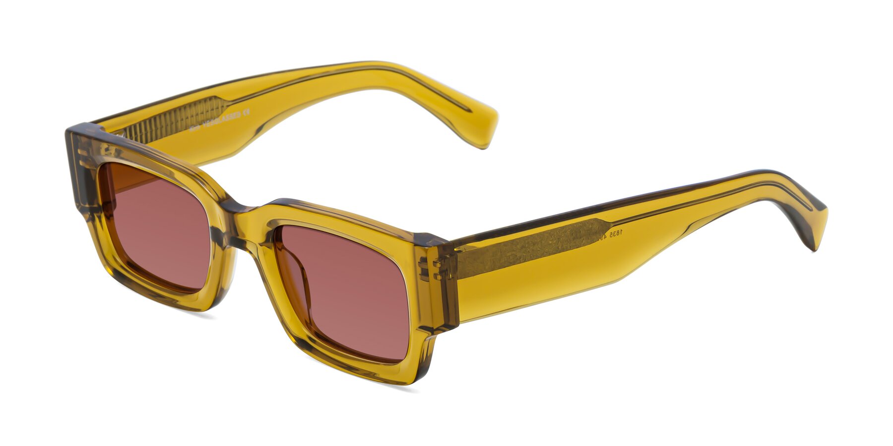 Angle of Kirn in Honey with Garnet Tinted Lenses