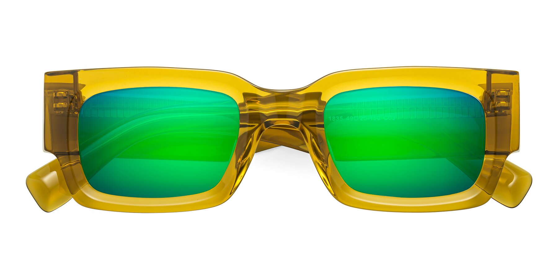 Folded Front of Kirn in Honey with Green Mirrored Lenses