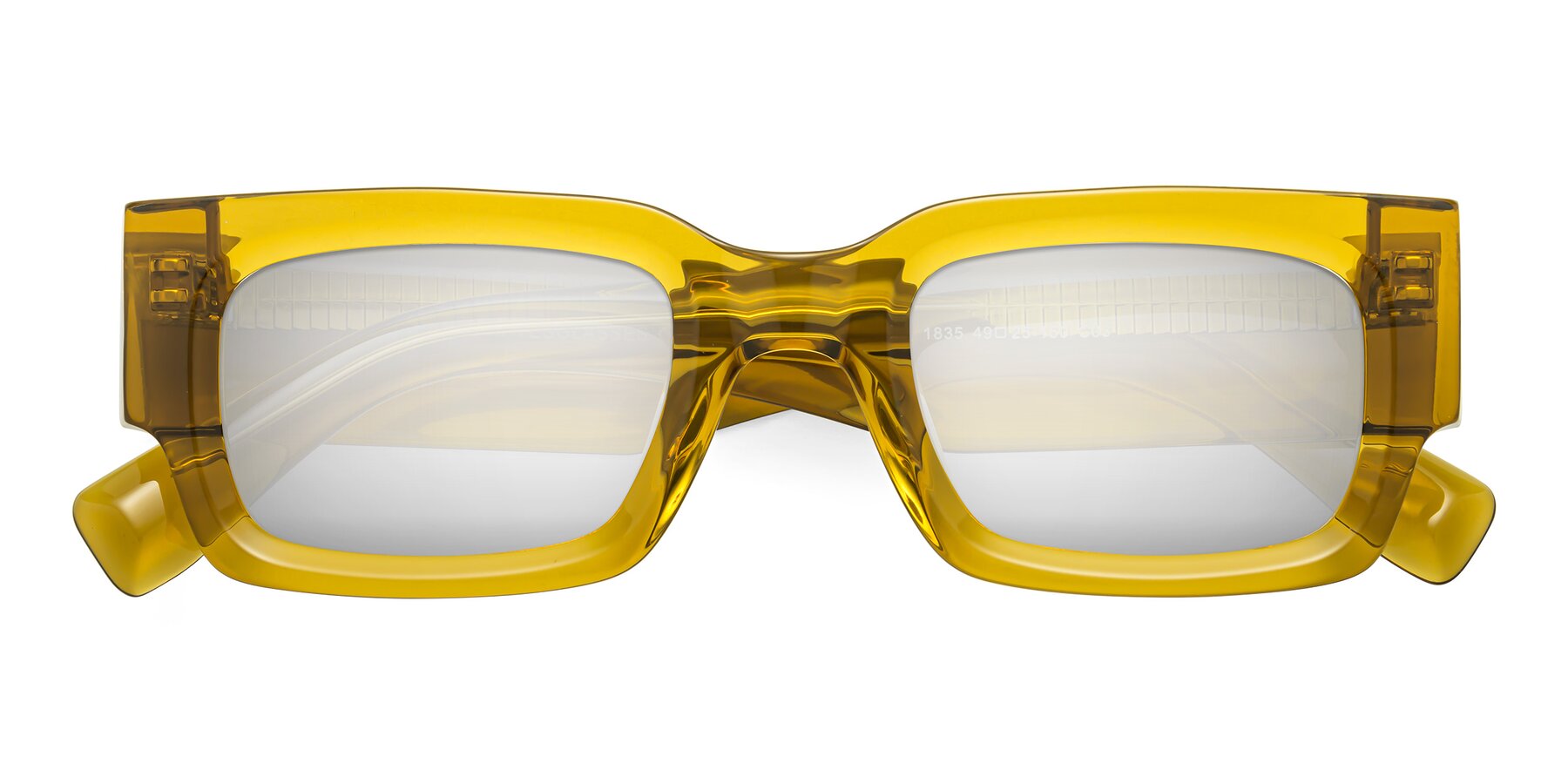 Folded Front of Kirn in Honey with Silver Mirrored Lenses