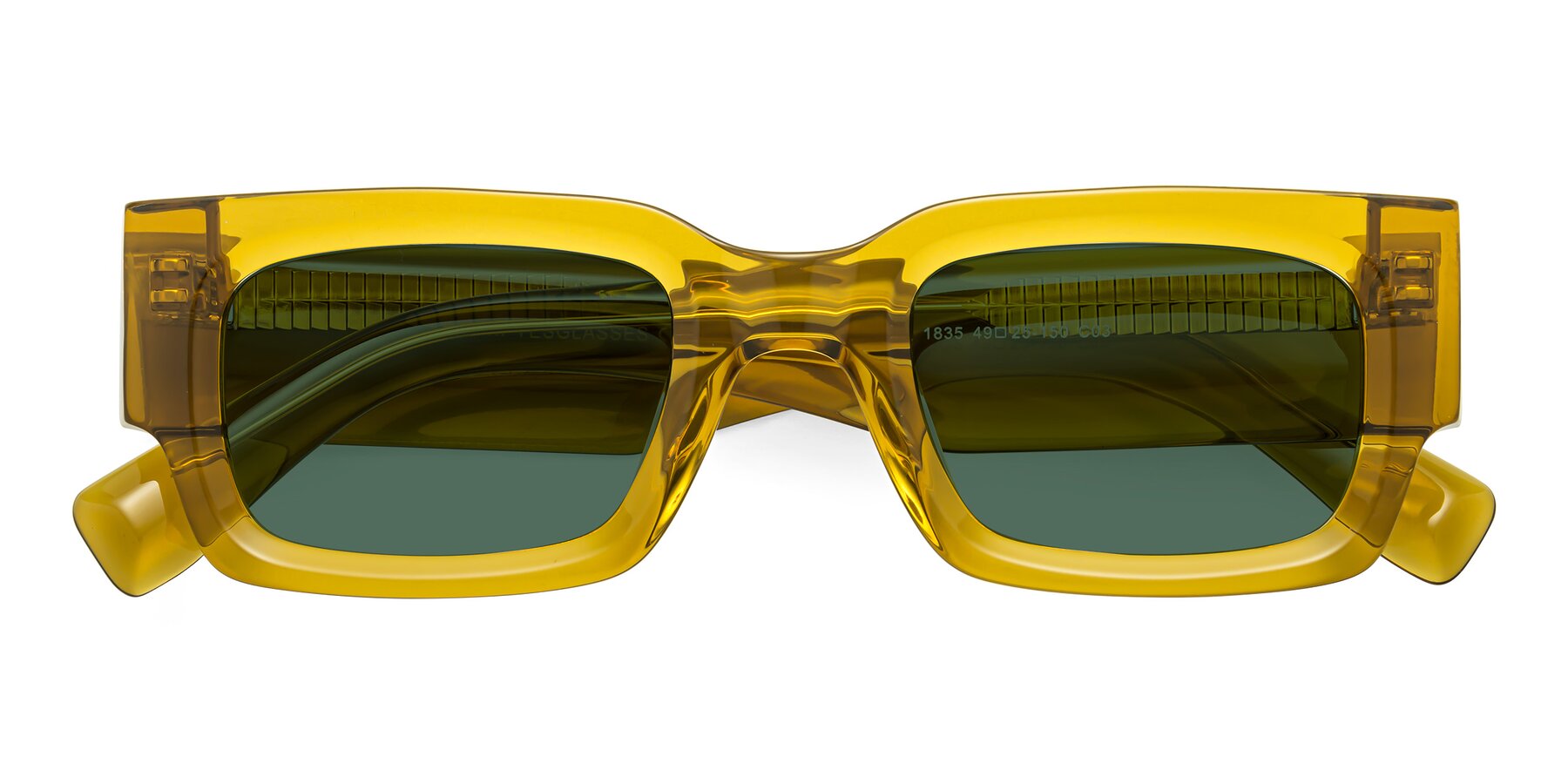 Folded Front of Kirn in Honey with Green Polarized Lenses