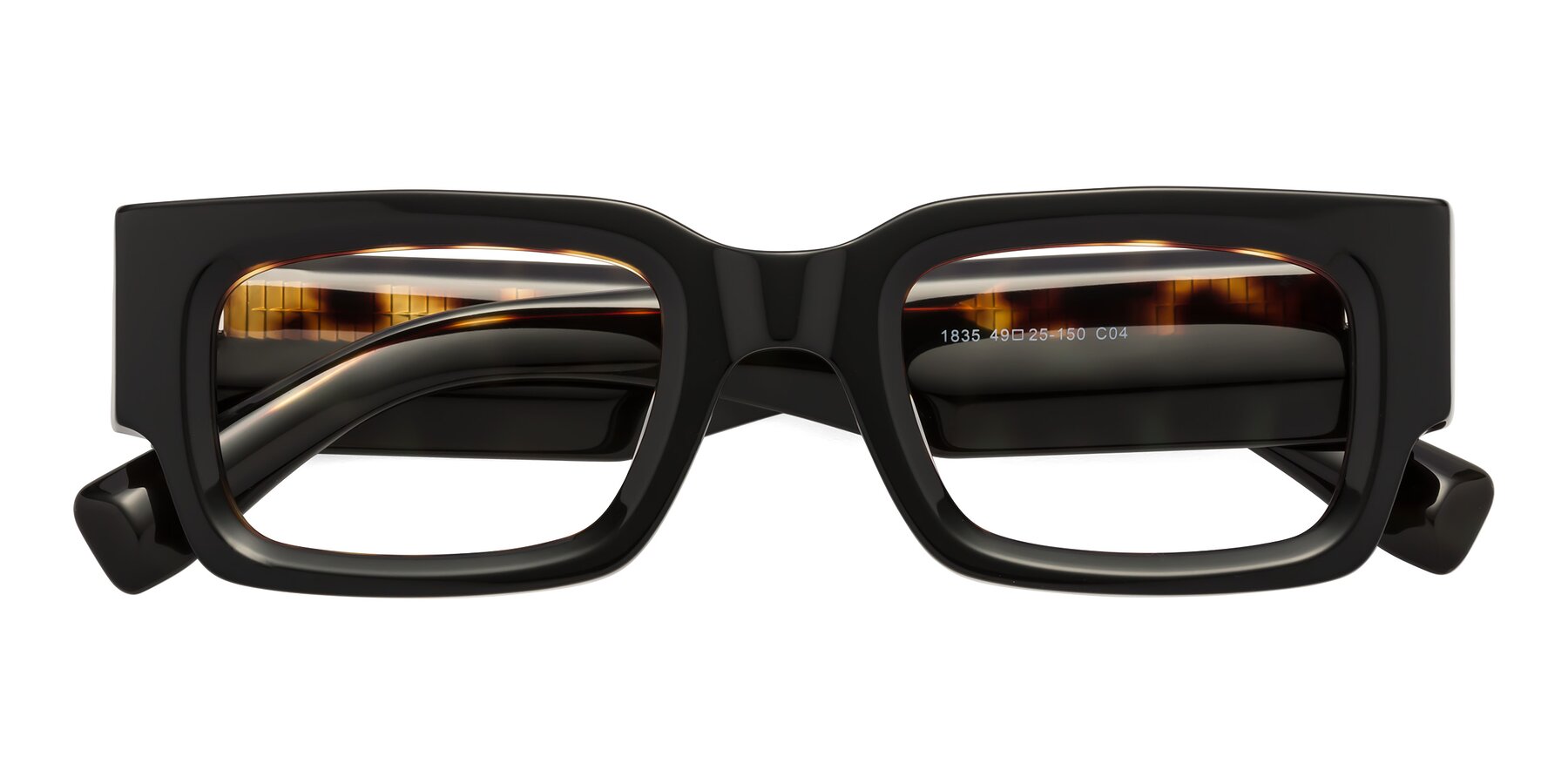 Folded Front of Kirn in Tortoise with Clear Eyeglass Lenses
