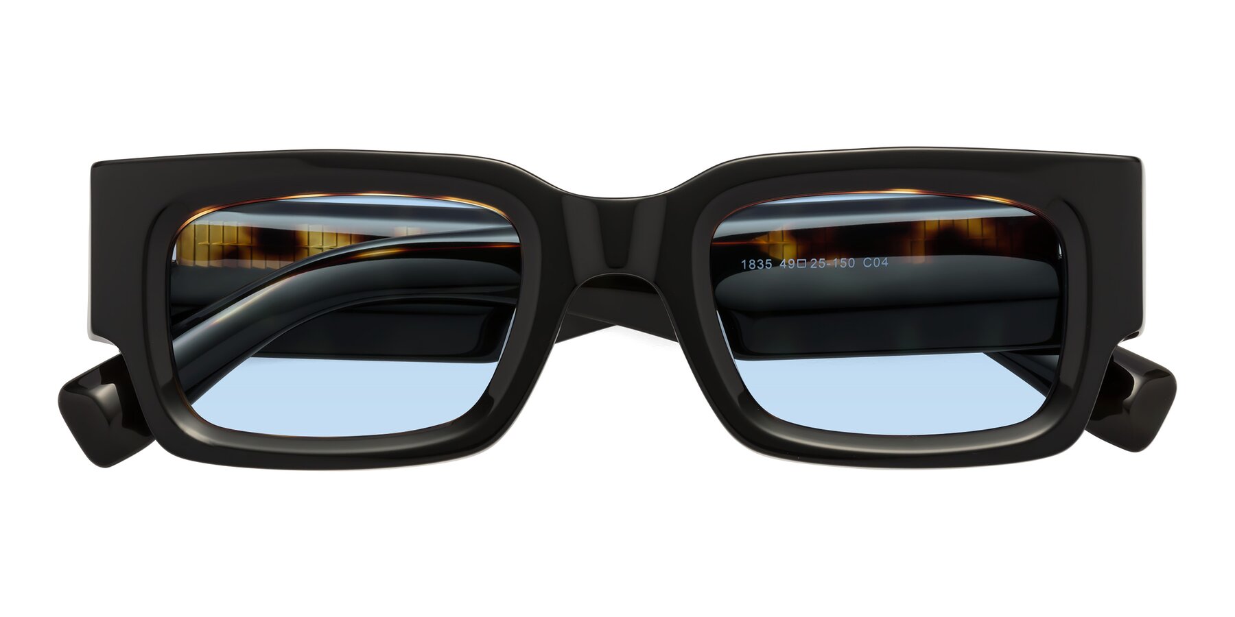 Folded Front of Kirn in Tortoise with Light Blue Tinted Lenses