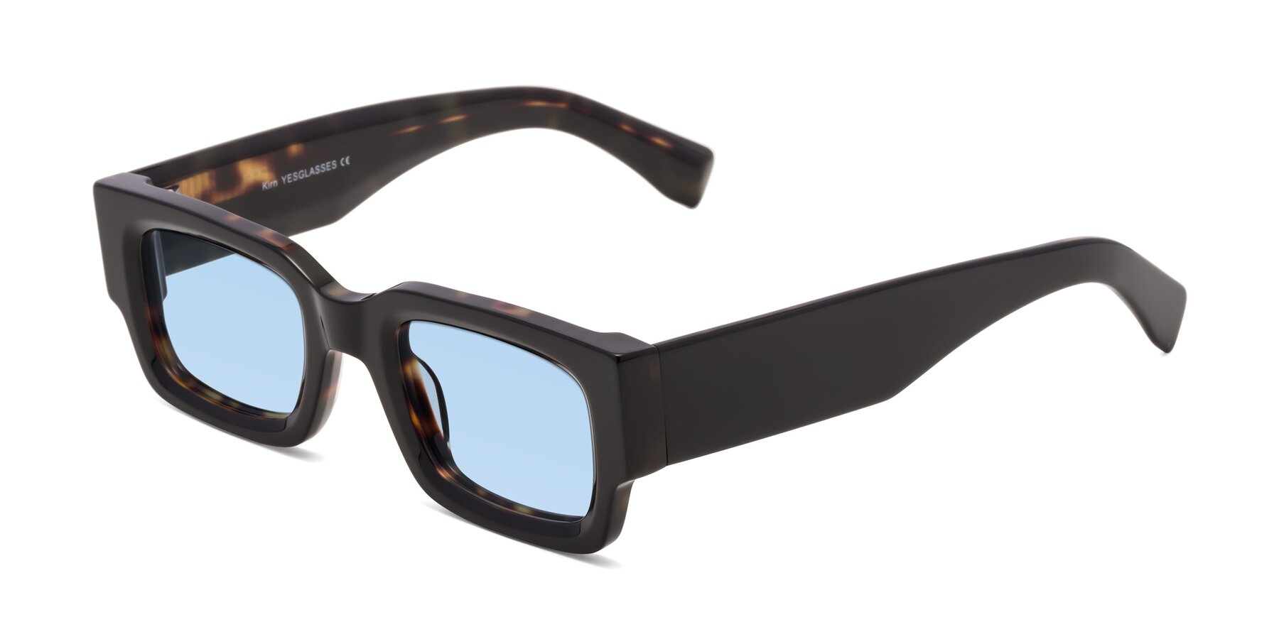 Angle of Kirn in Tortoise with Light Blue Tinted Lenses