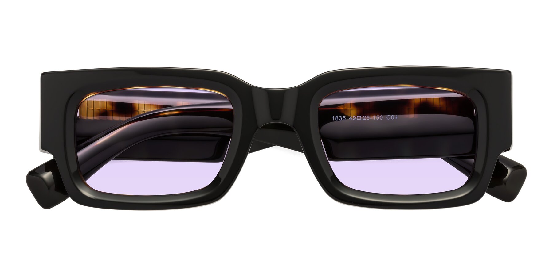 Folded Front of Kirn in Tortoise with Light Purple Tinted Lenses