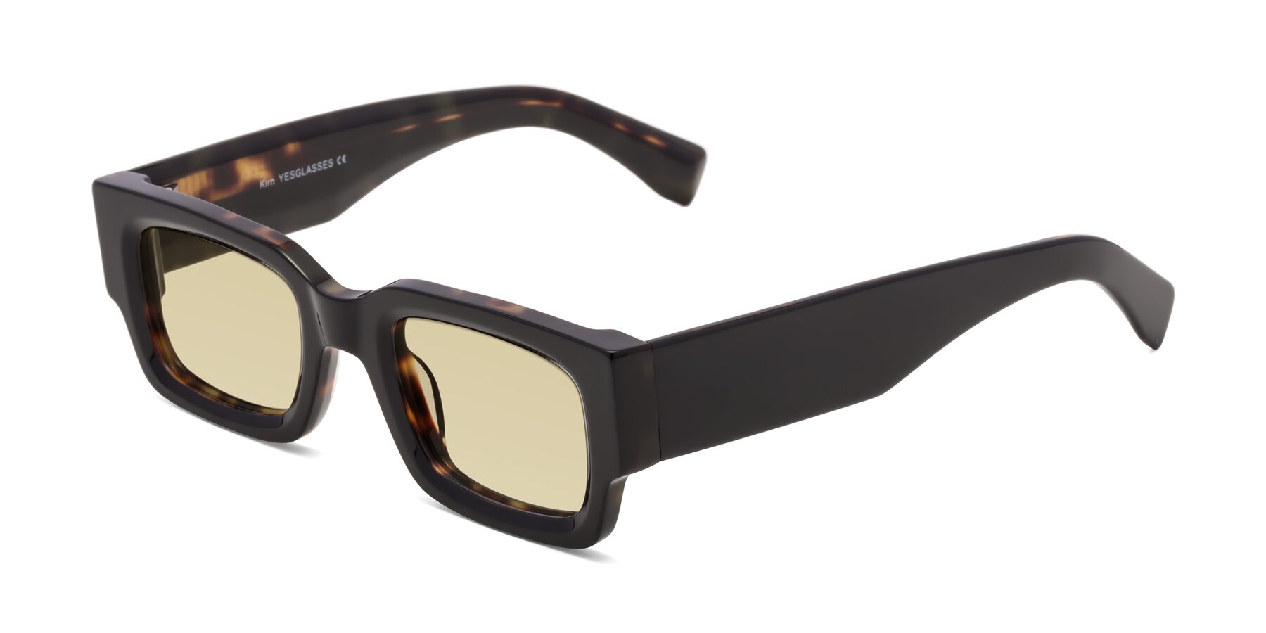 Angle of Kirn in Tortoise with Light Champagne Tinted Lenses