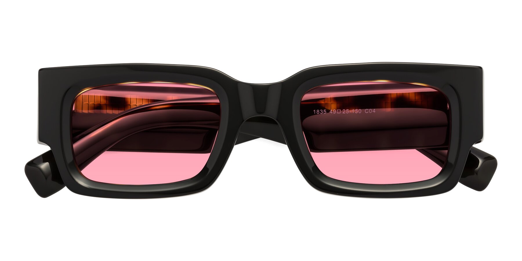 Folded Front of Kirn in Tortoise with Pink Tinted Lenses