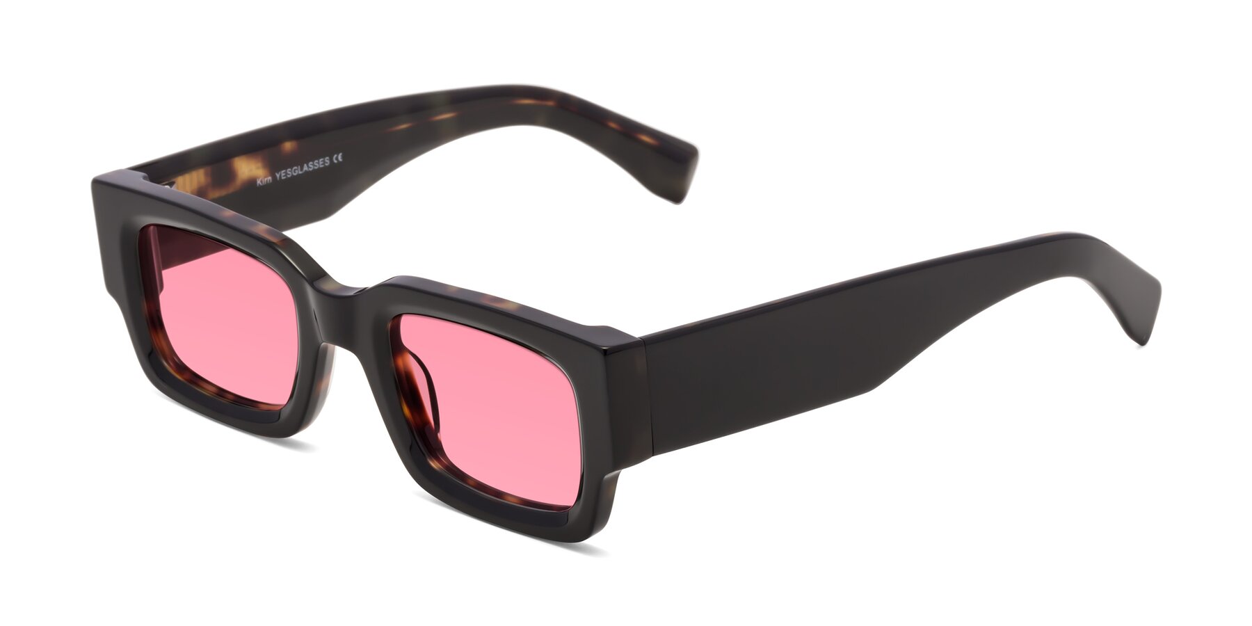 Angle of Kirn in Tortoise with Pink Tinted Lenses