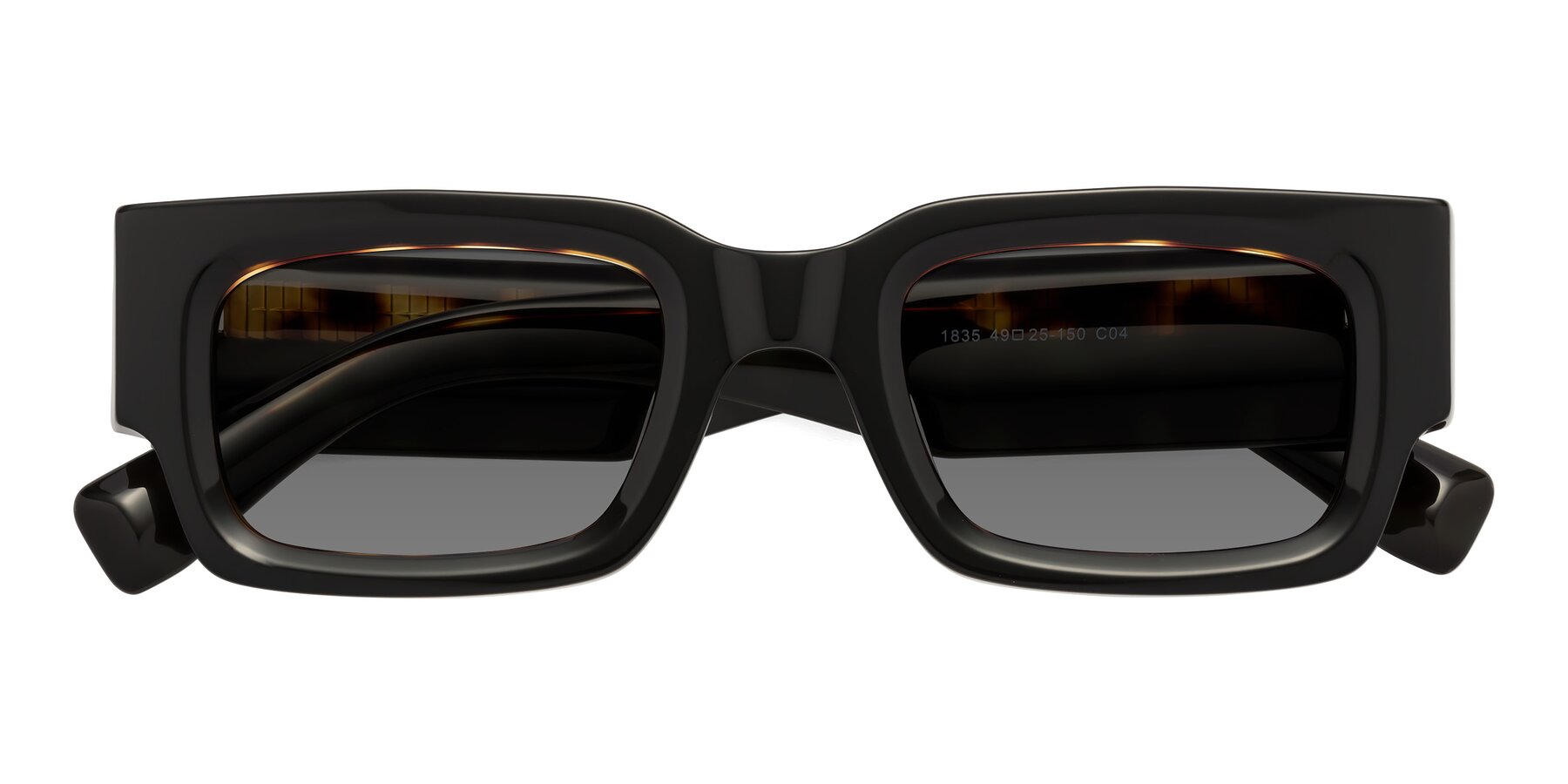 Folded Front of Kirn in Tortoise with Medium Gray Tinted Lenses