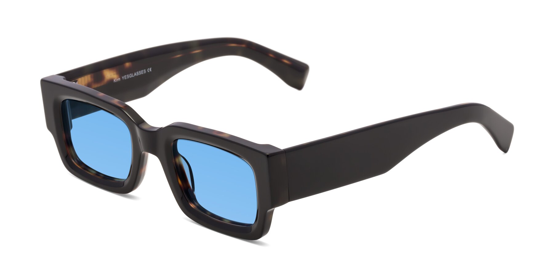 Angle of Kirn in Tortoise with Medium Blue Tinted Lenses