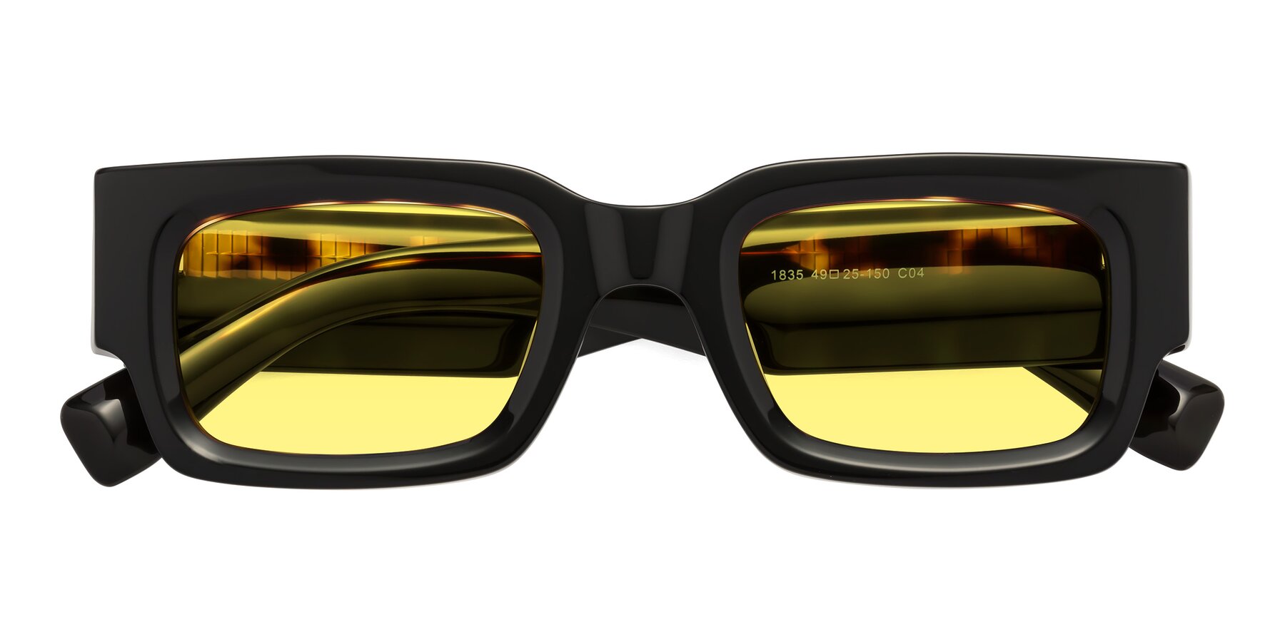 Folded Front of Kirn in Tortoise with Medium Yellow Tinted Lenses
