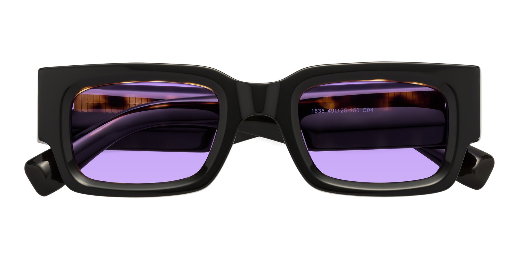 Folded Front of Kirn in Tortoise with Medium Purple Tinted Lenses