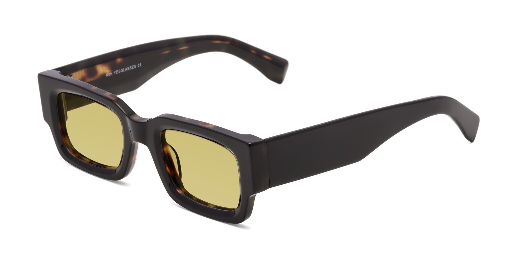 Angle of Kirn in Tortoise with Medium Champagne Tinted Lenses