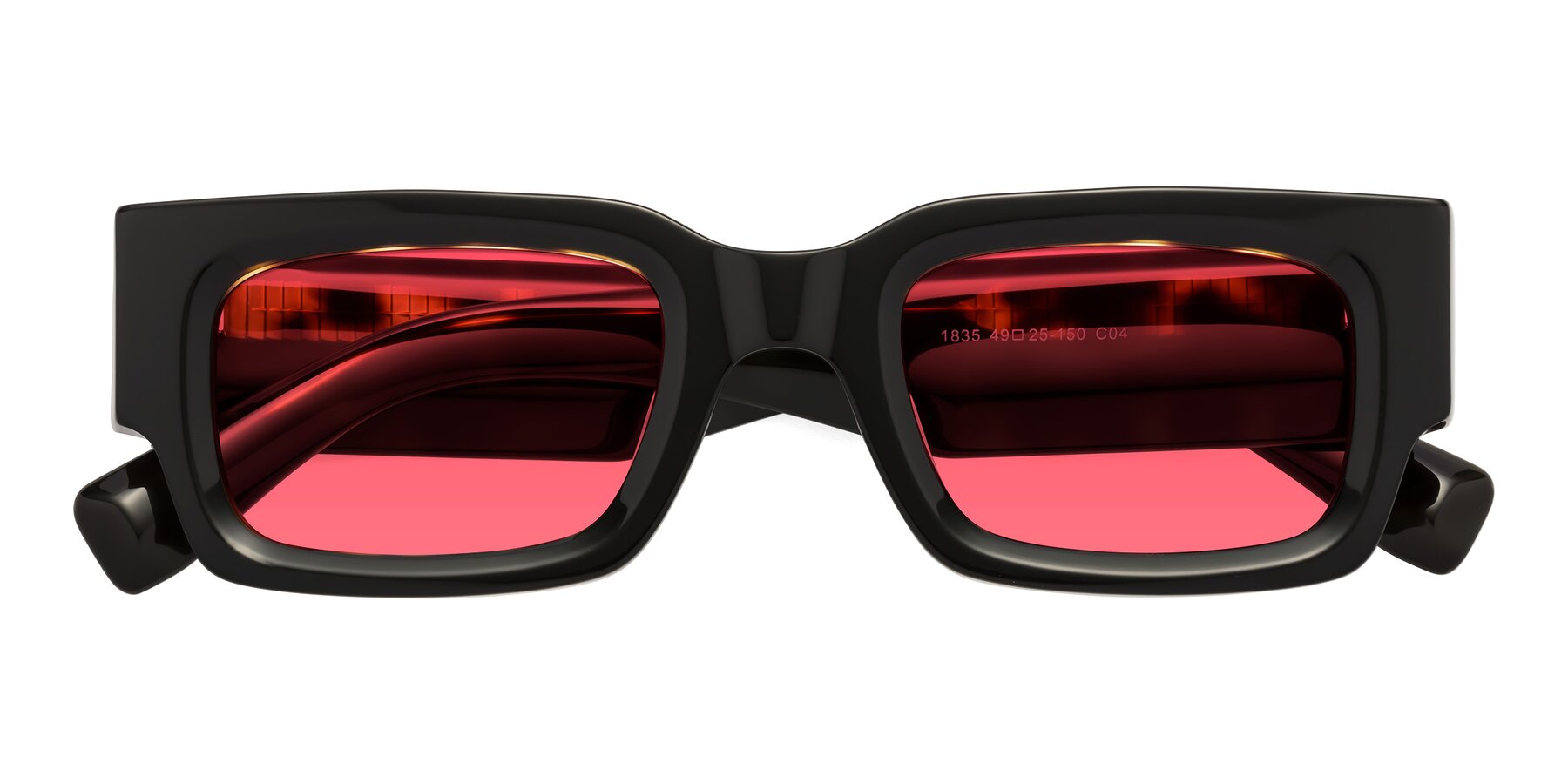 Folded Front of Kirn in Tortoise with Red Tinted Lenses