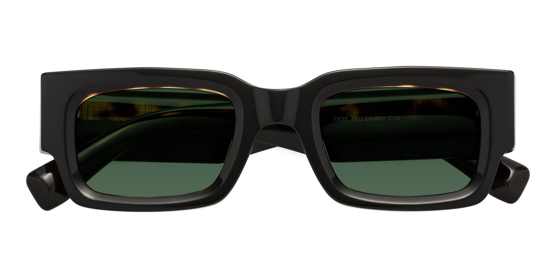 Folded Front of Kirn in Tortoise with Green Tinted Lenses