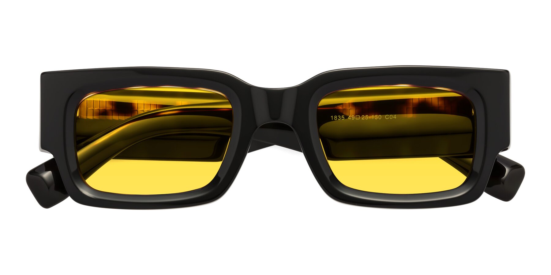 Folded Front of Kirn in Tortoise with Yellow Tinted Lenses