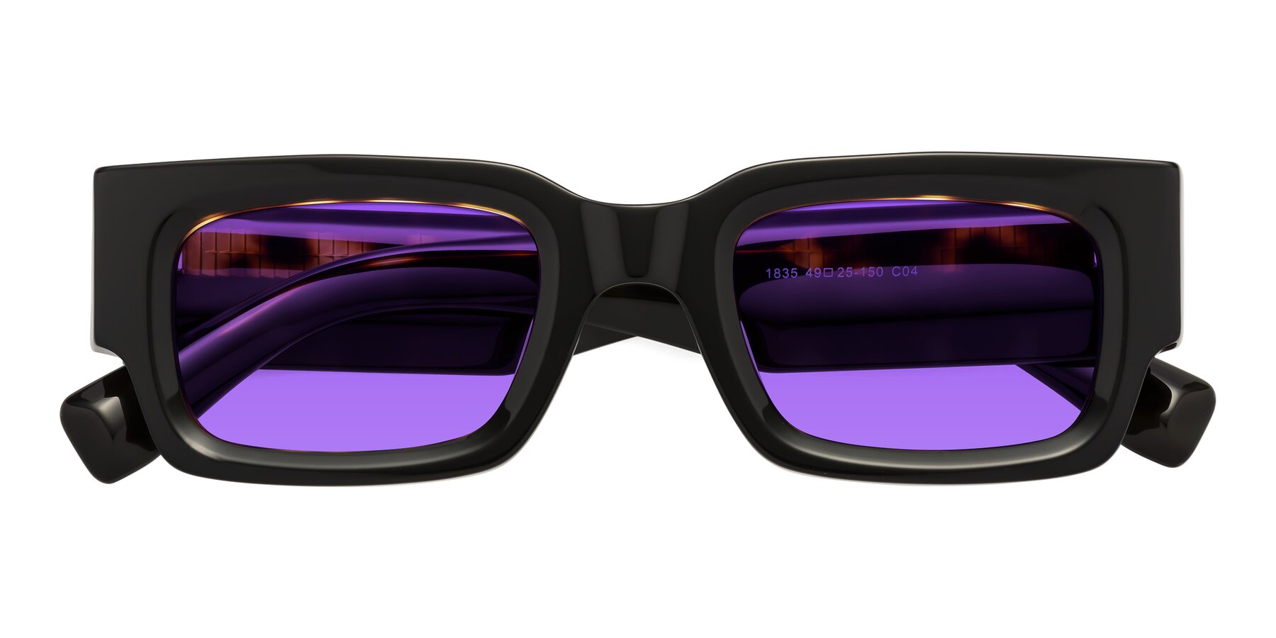 Folded Front of Kirn in Tortoise with Purple Tinted Lenses