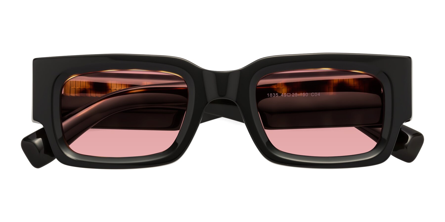 Folded Front of Kirn in Tortoise with Medium Garnet Tinted Lenses