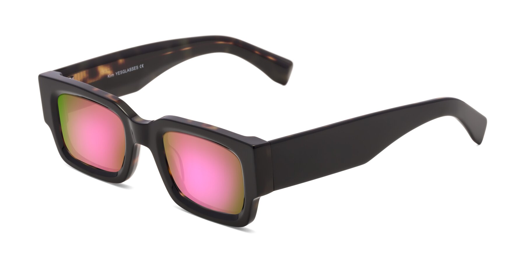 Angle of Kirn in Tortoise with Pink Mirrored Lenses