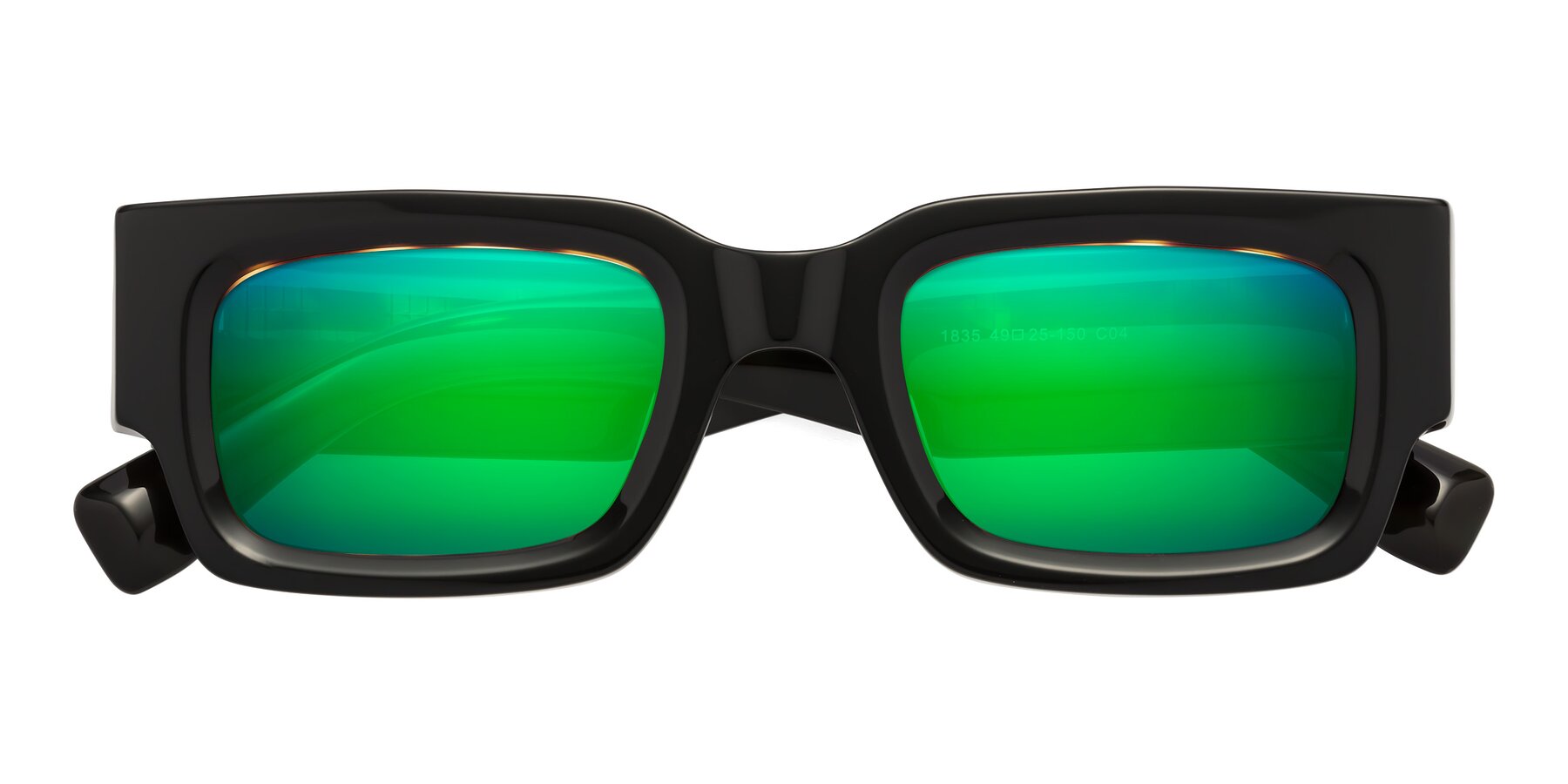 Folded Front of Kirn in Tortoise with Green Mirrored Lenses
