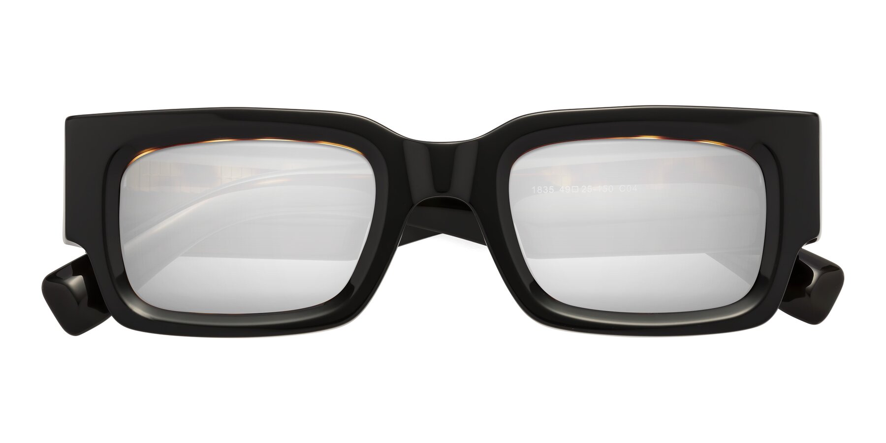 Folded Front of Kirn in Tortoise with Silver Mirrored Lenses