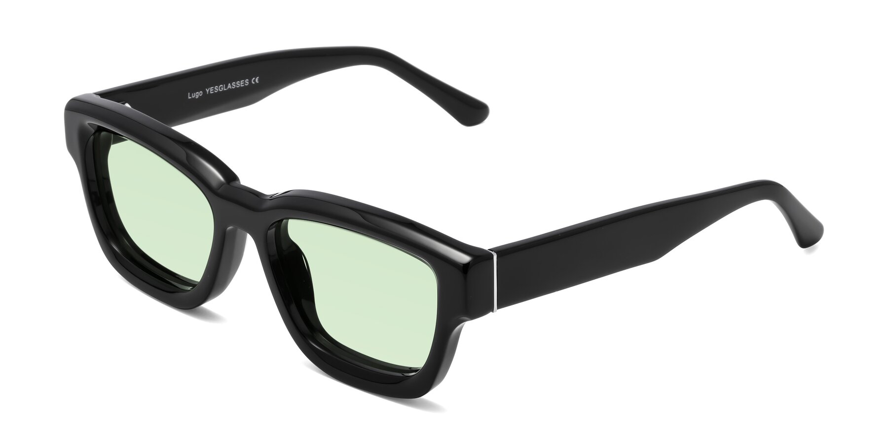 Angle of Lugo in Black with Light Green Tinted Lenses