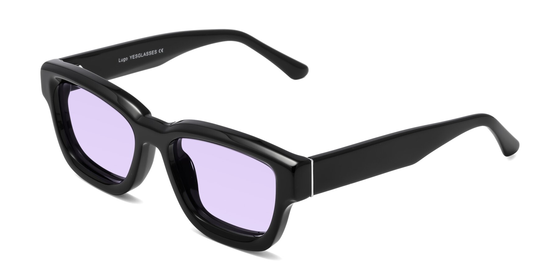 Angle of Lugo in Black with Light Purple Tinted Lenses