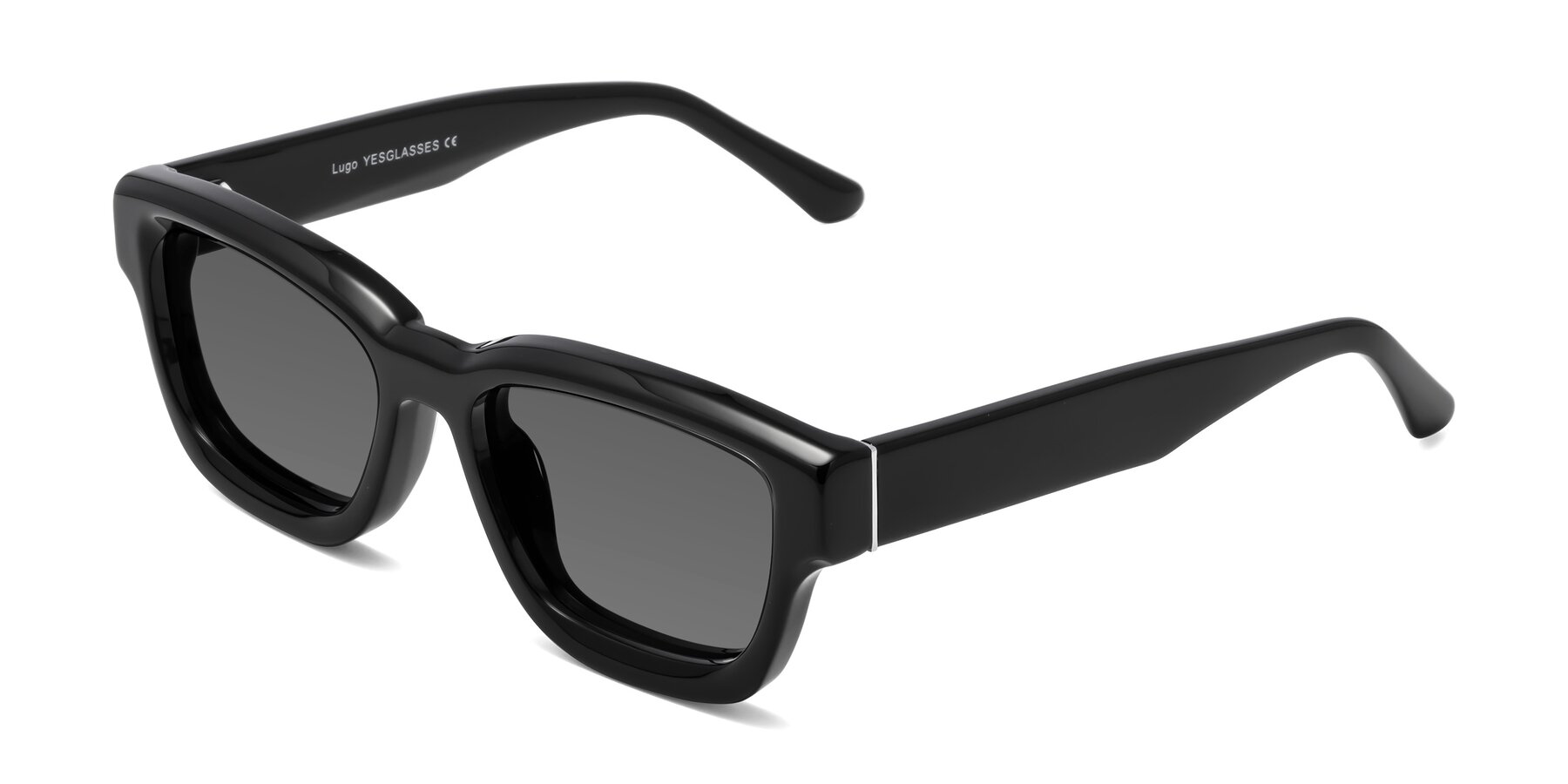 Angle of Lugo in Black with Medium Gray Tinted Lenses