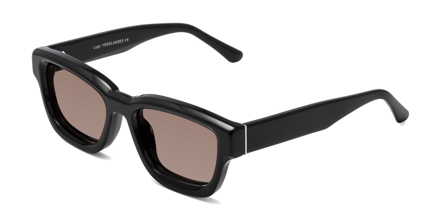 Angle of Lugo in Black with Medium Brown Tinted Lenses