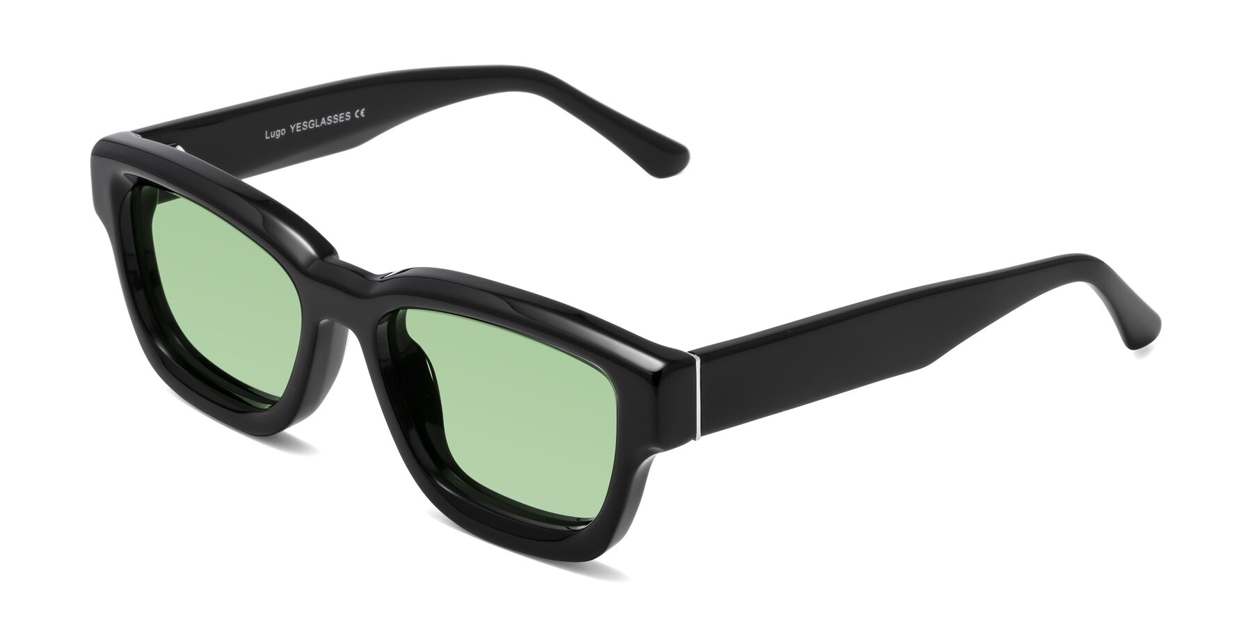 Angle of Lugo in Black with Medium Green Tinted Lenses