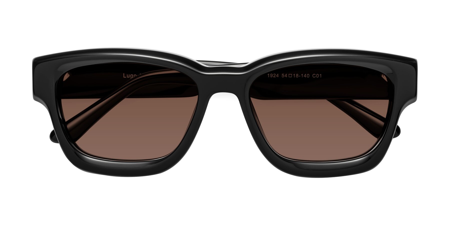 Folded Front of Lugo in Black with Brown Tinted Lenses