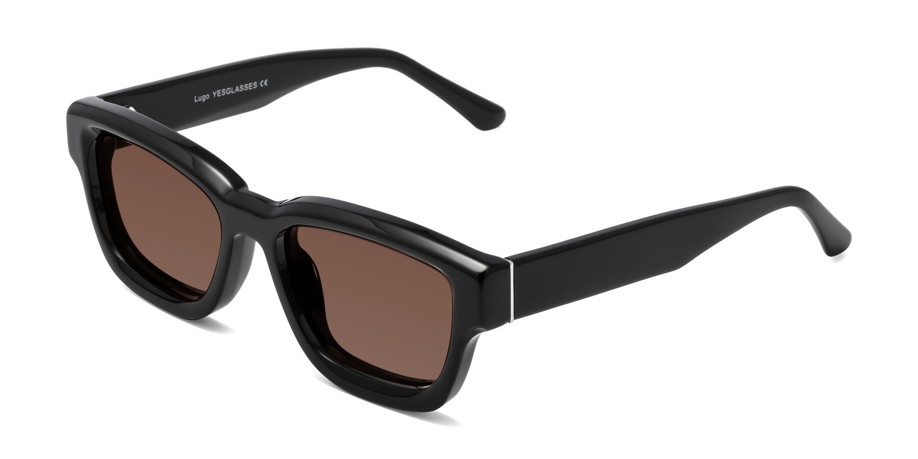 Angle of Lugo in Black with Brown Tinted Lenses