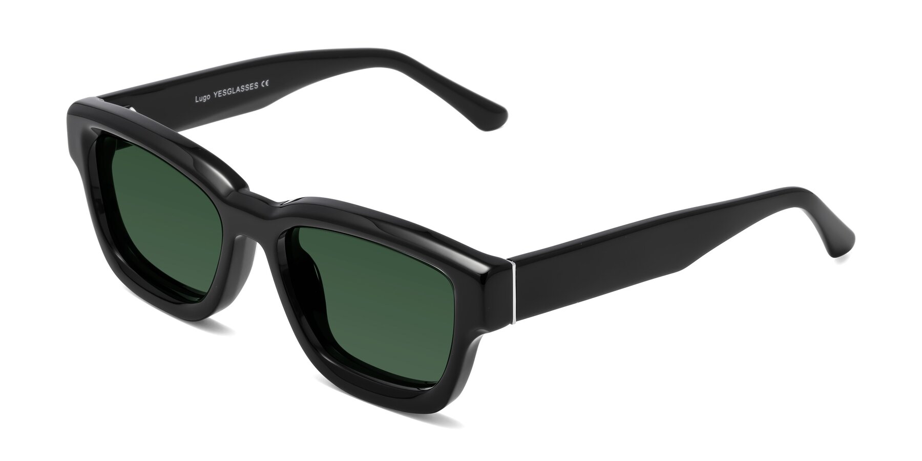Angle of Lugo in Black with Green Tinted Lenses