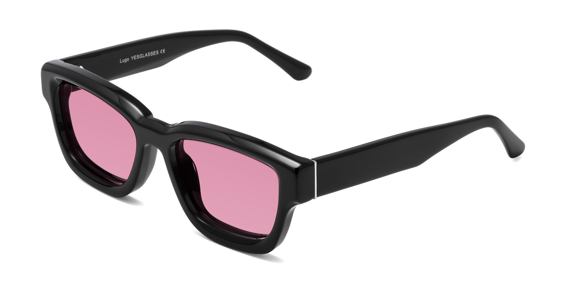 Angle of Lugo in Black with Medium Wine Tinted Lenses