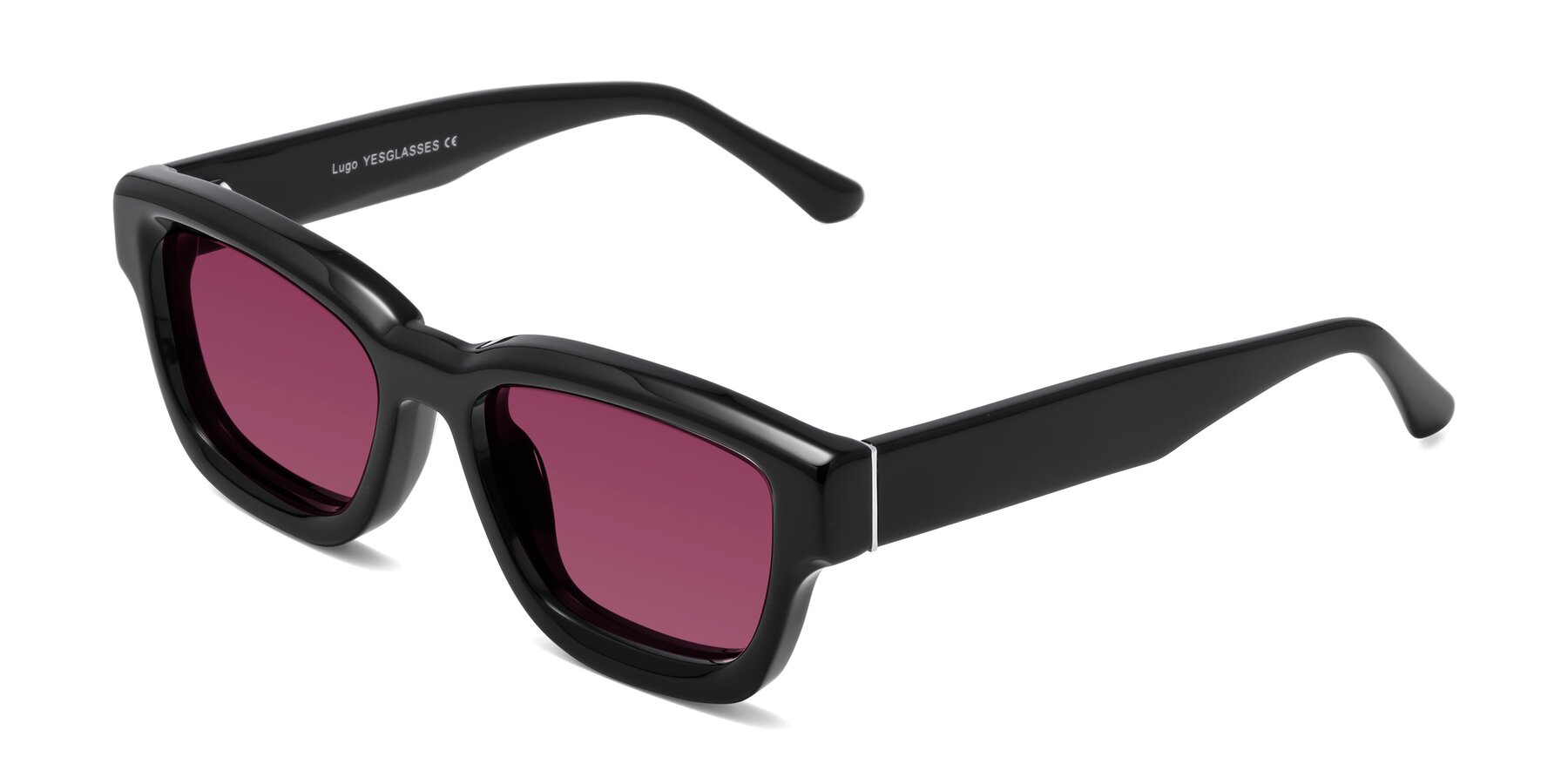 Angle of Lugo in Black with Wine Tinted Lenses