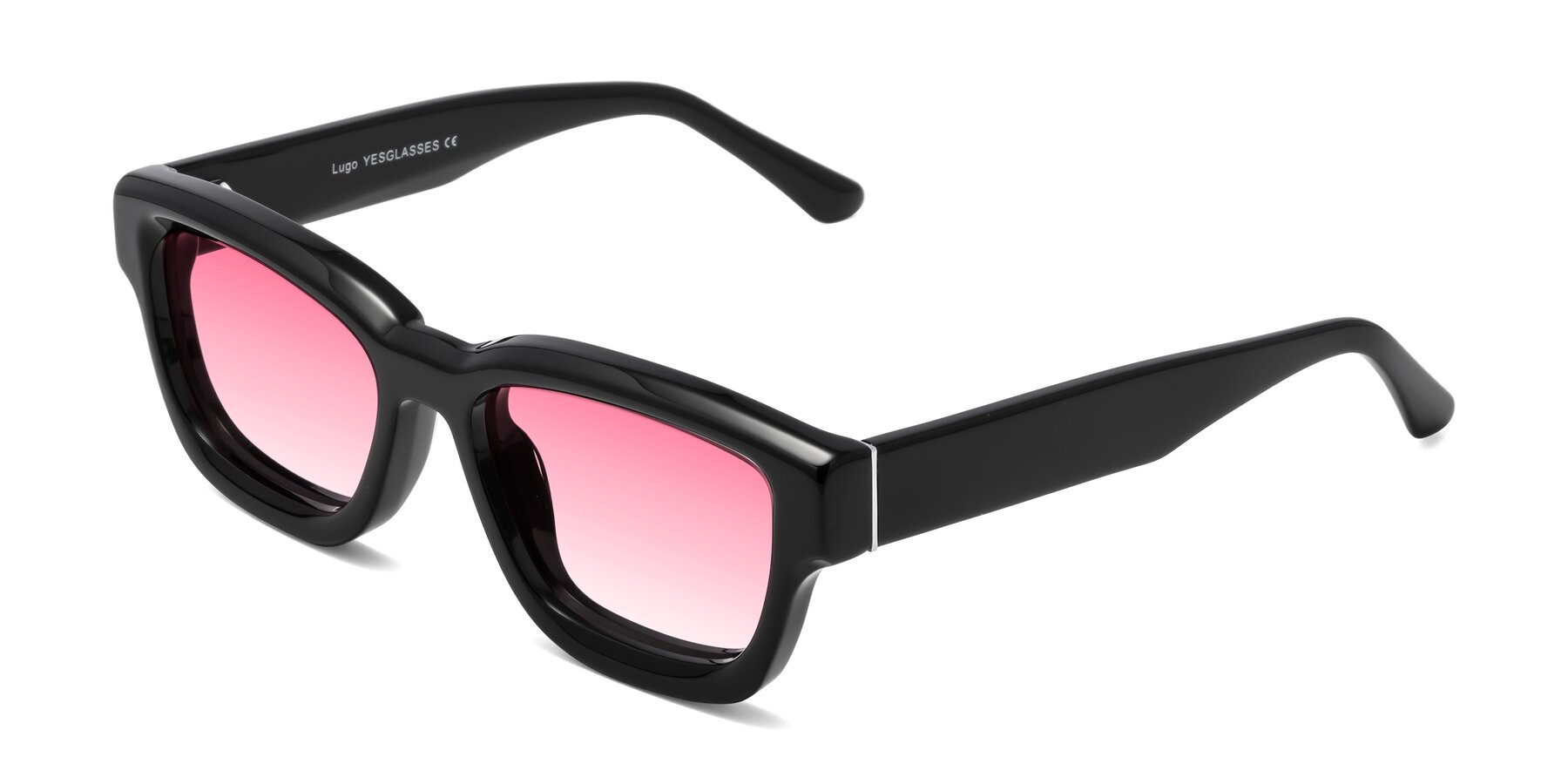 Angle of Lugo in Black with Pink Gradient Lenses