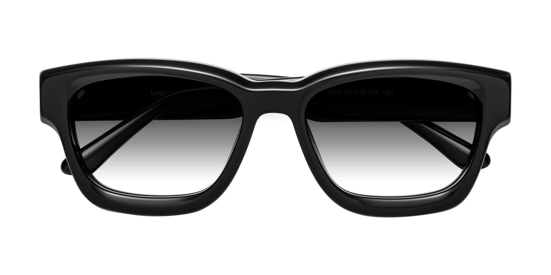 Folded Front of Lugo in Black with Gray Gradient Lenses