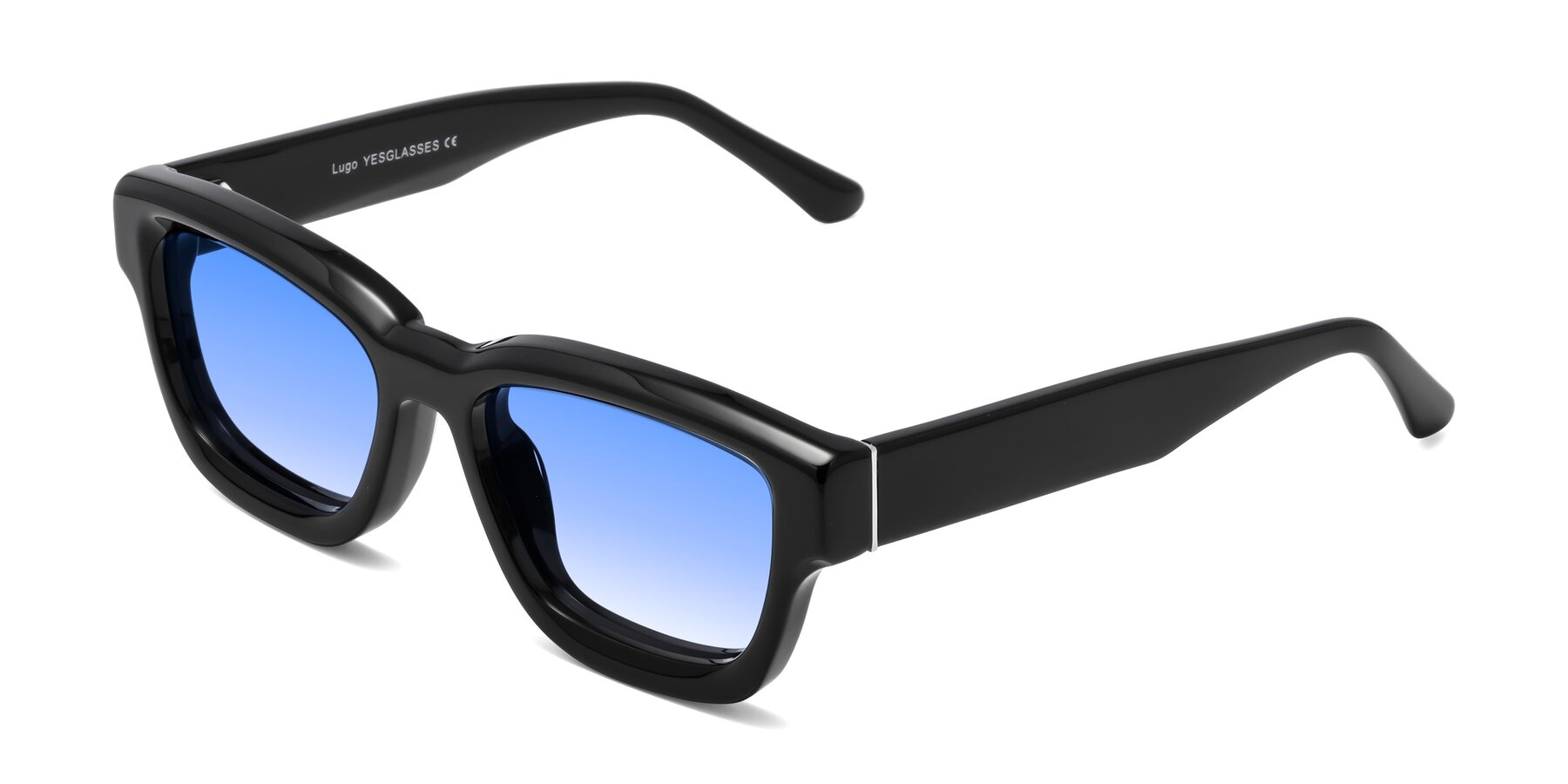 Angle of Lugo in Black with Blue Gradient Lenses