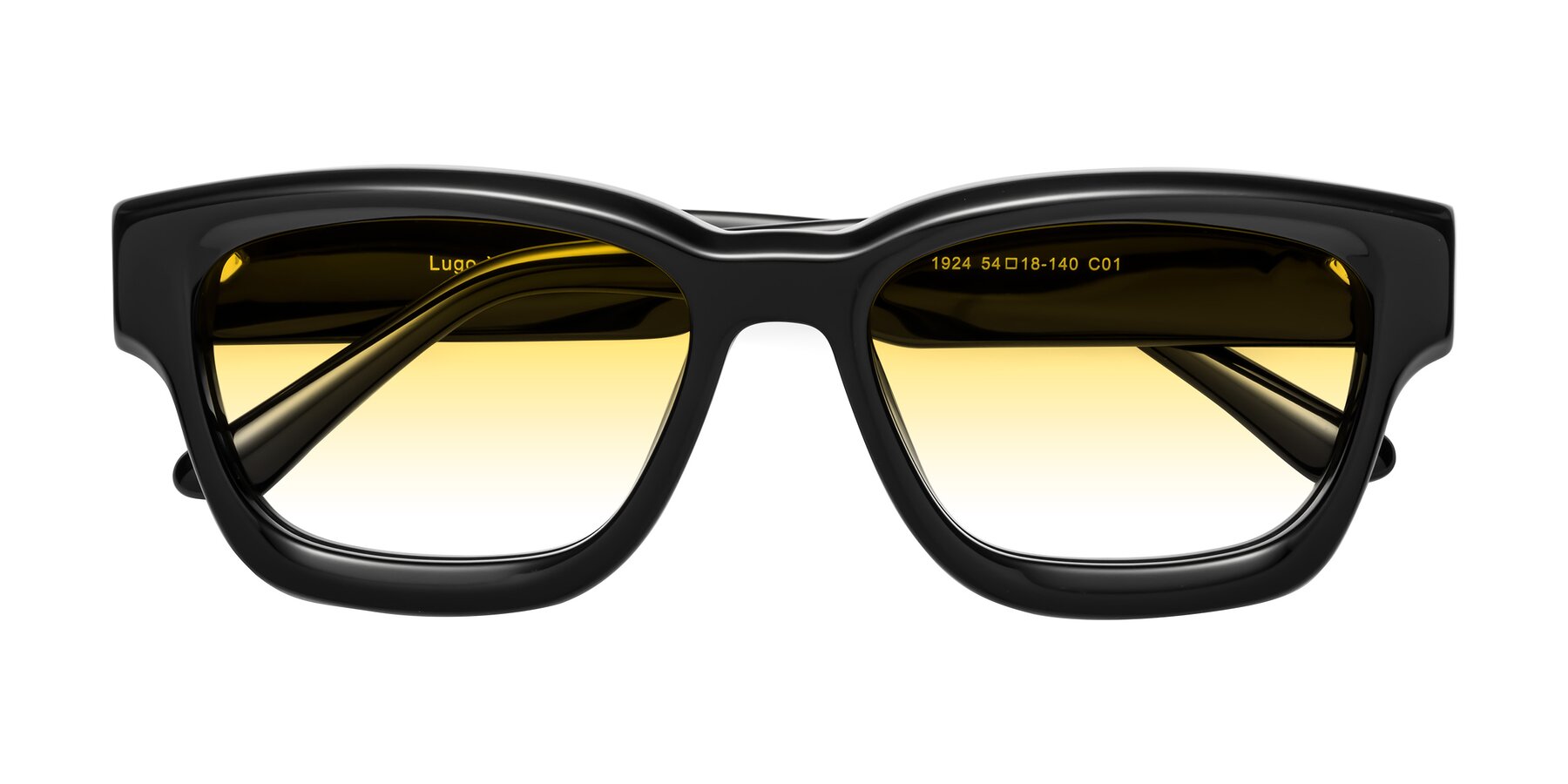 Folded Front of Lugo in Black with Yellow Gradient Lenses