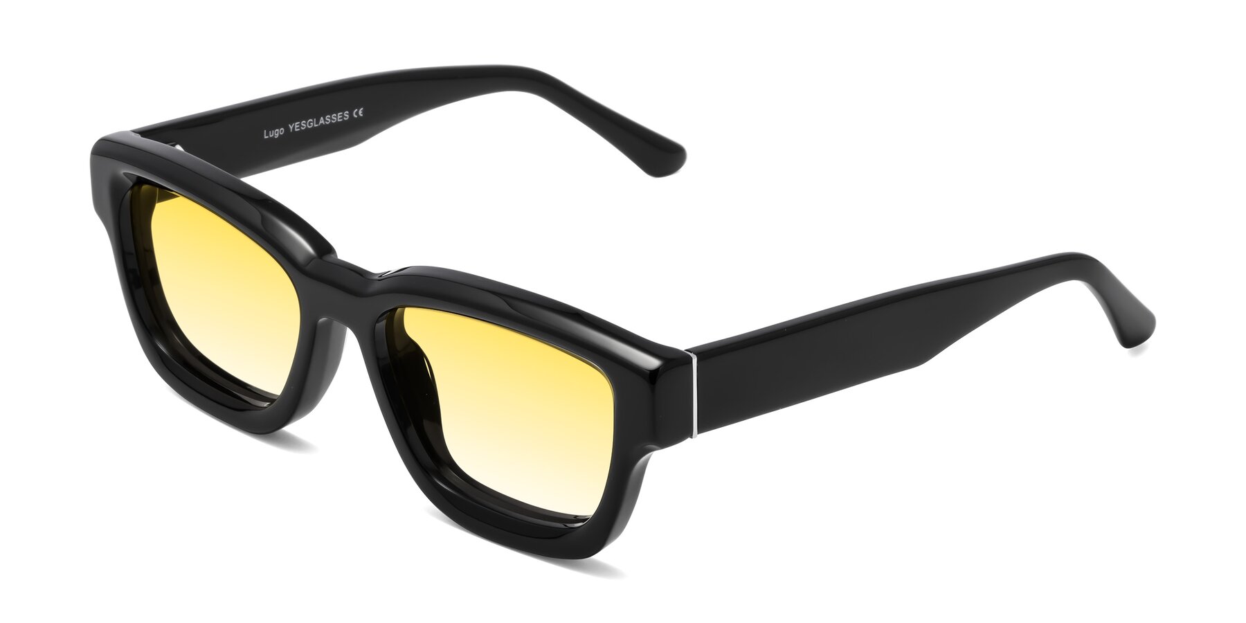 Angle of Lugo in Black with Yellow Gradient Lenses